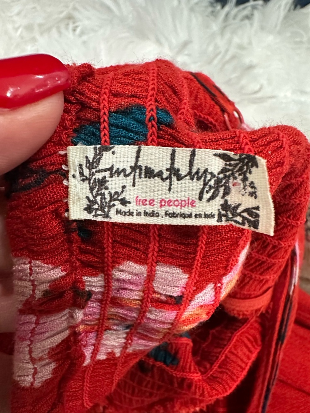 Free People Beau Red Floral Smocked Maxi Dress Small Boho Cottagecore - Picture 11 of 15